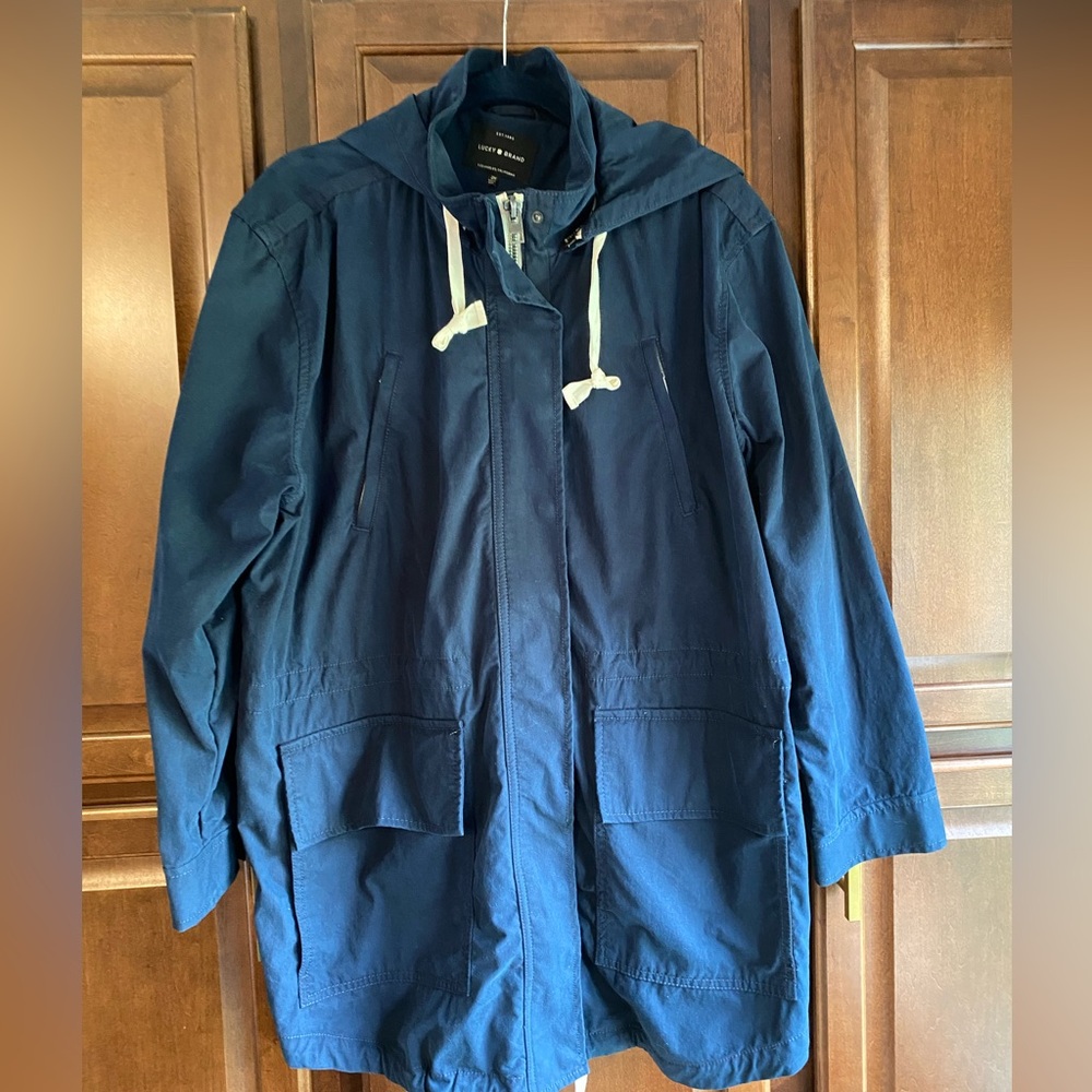 Lucky Brand Navy Utility Jacket with Removable Hood Size 2X